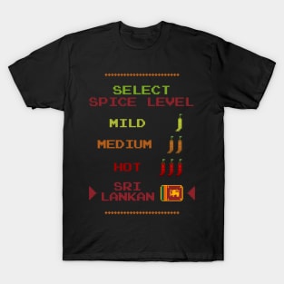 Spice Level Mild Medium Hot Sri Lankan Retro Video Game T-Shirt